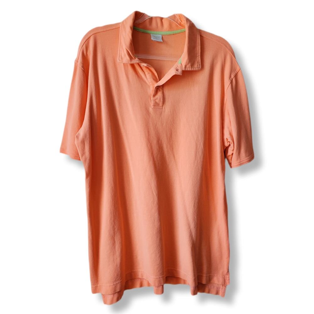 Women Collared Greens Organic Cotton Orange Polo Shirt Top XL Preppy Classic USA